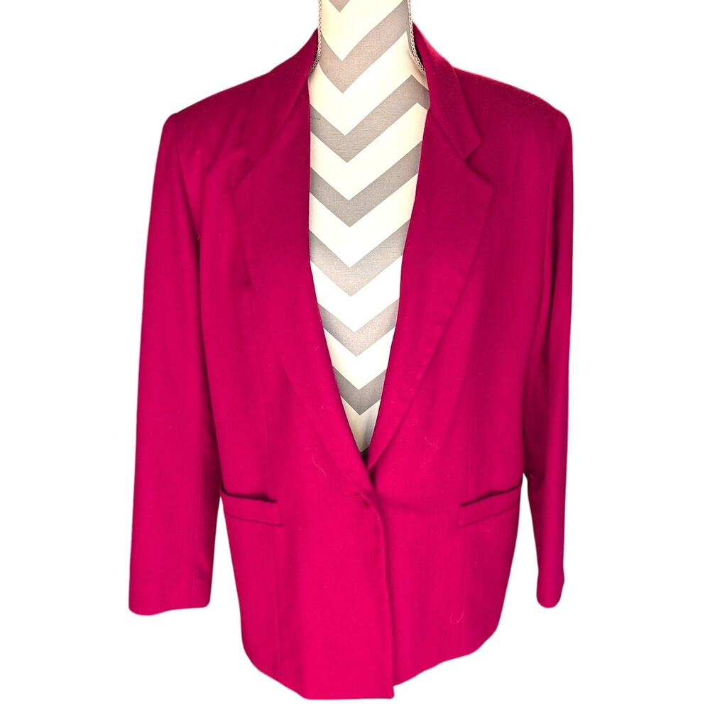 Dumas Blazer Womens LRG 14 Red Wool Jacket One Button Lined Vintage Made In USA